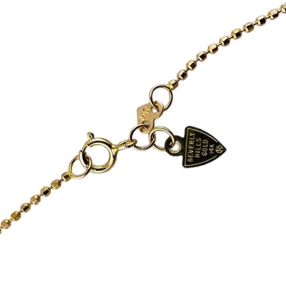 14K Yellow Gold Bead Chain Oval Natural Sapphire Pendant Necklace #15625 - Picture 6 of 9